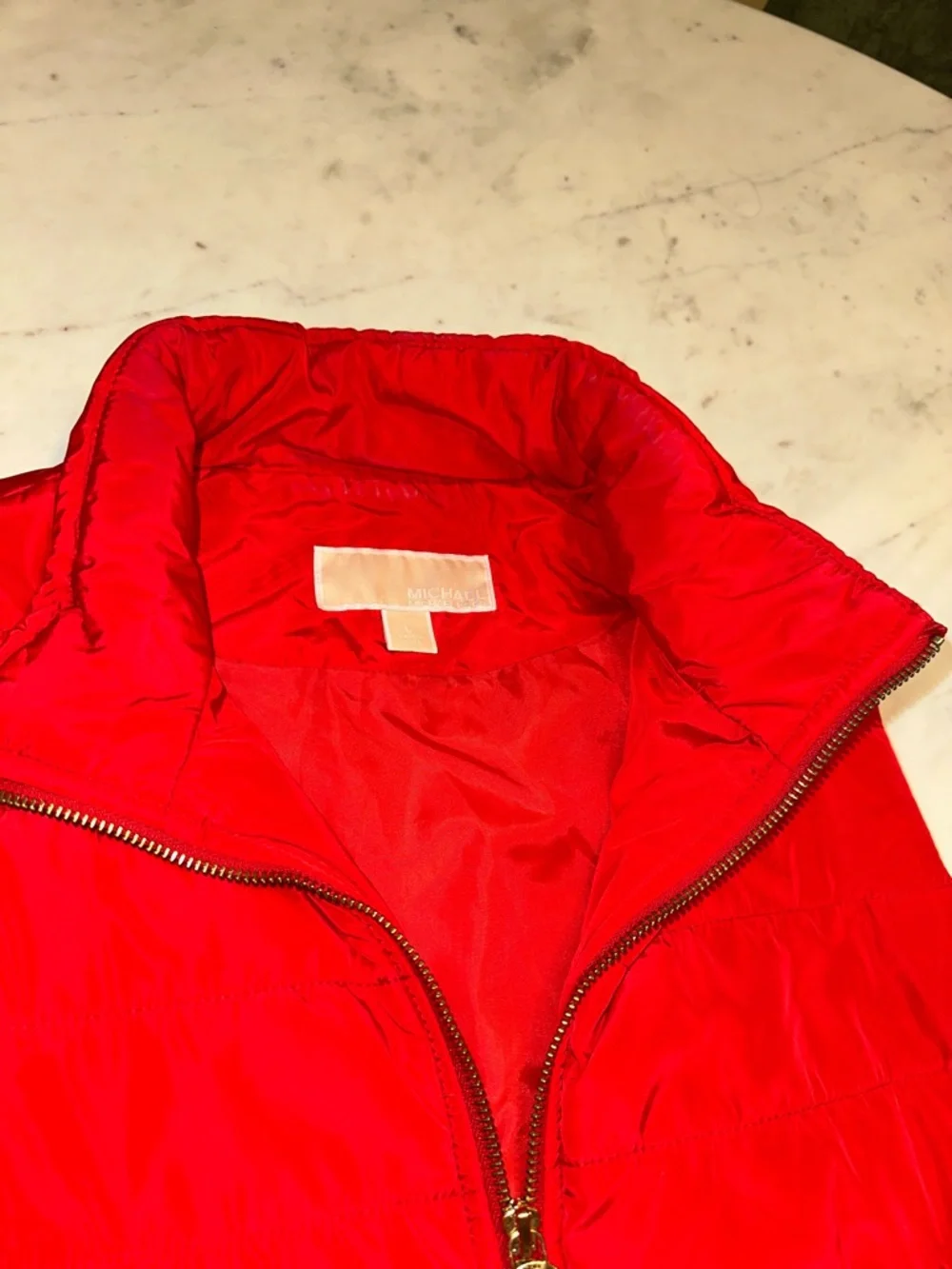 Michael Kors Red Quilted Puffer Vest - Women's Size Large - Picture 3 of 10